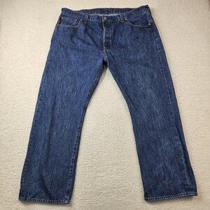 Levi's 501 Jeans Men's 42x30 Blue Denim Copper Rivets Button Fly Dark Wash